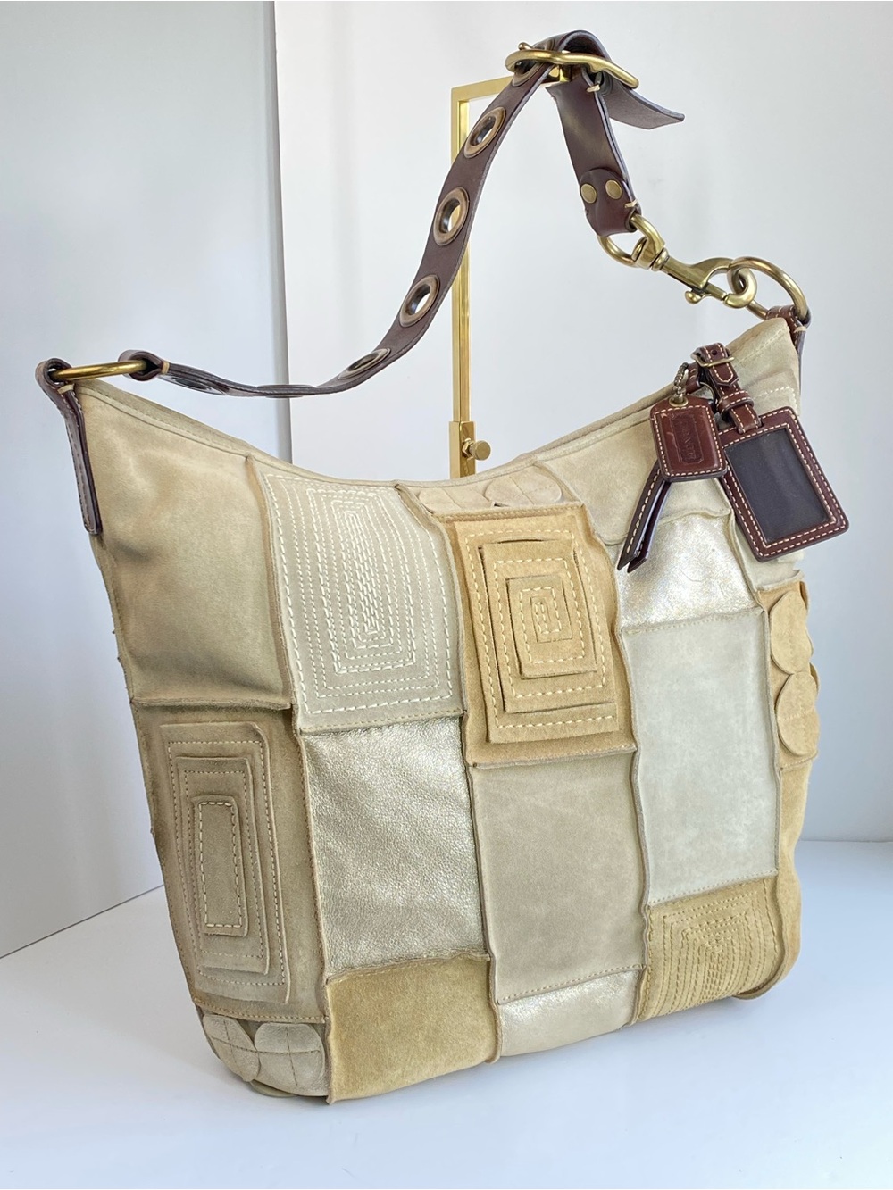 Coach XL Y2K Limited Edition Suede Patchwork Mosaic Shoulder Tote Bag - Picture 15 of 16